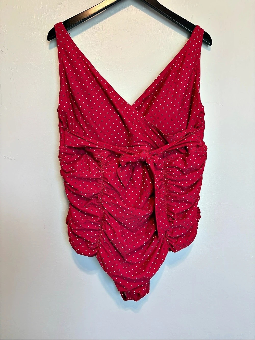 TORRID Retro Chic Twist Front One-Piece Swimsuit Red & White 2 D/DD